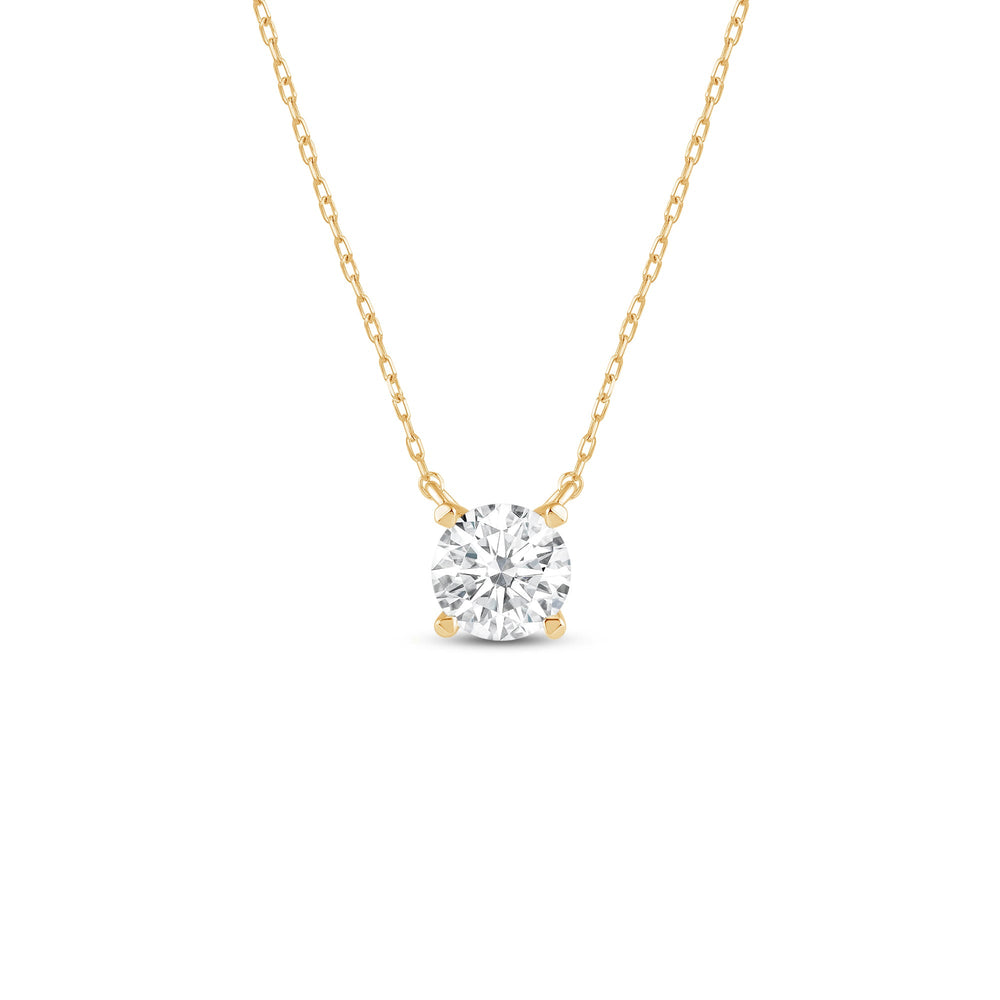 4 Prong Basket Round Lab Created Diamond Solitaire Necklace with 14KT Yellow Gold / Lab / 1 1/2 Cut Diamond in 14KT Yellow Gold / Lab / 1 1/2 view 1
