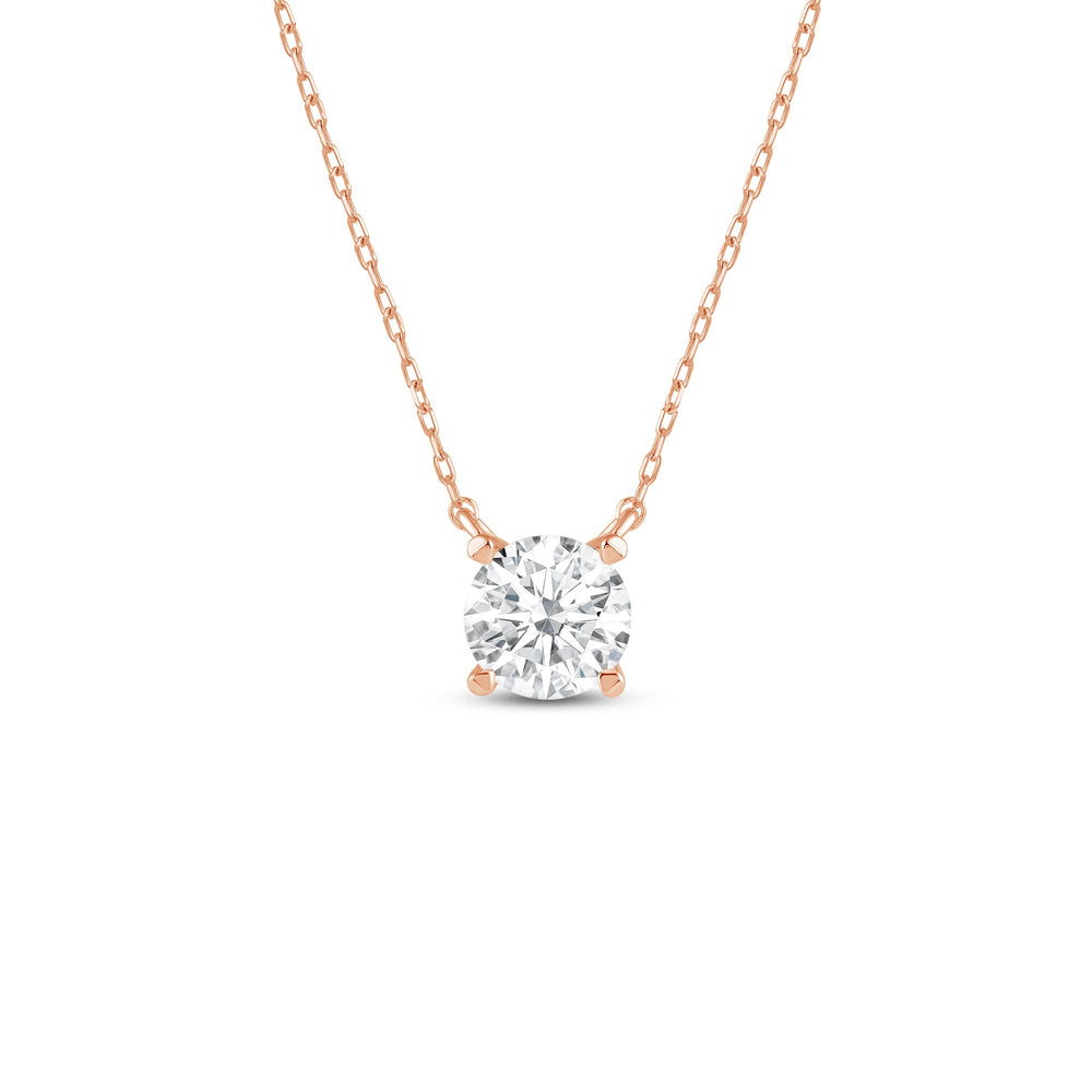 4 Prong Basket Round Lab Created Diamond Solitaire Necklace with 14KT Rose Gold / Lab / 2 Cut Diamond in 14KT Rose Gold / Lab / 2 view 1
