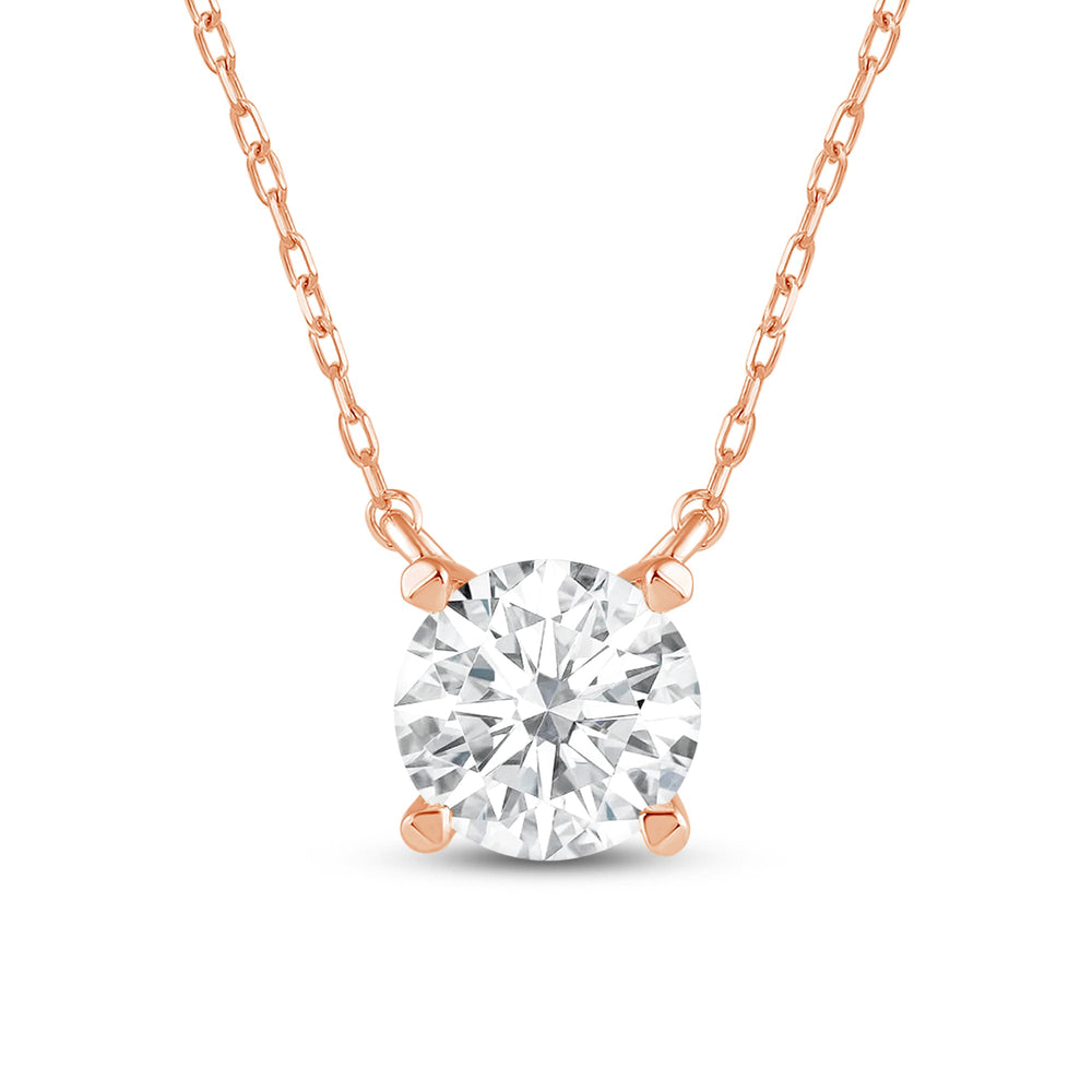 4 Prong Basket Round Lab Created Diamond Solitaire Necklace with 14KT Rose Gold / Lab / 2 Cut Diamond in 14KT Rose Gold / Lab / 2 view 4
