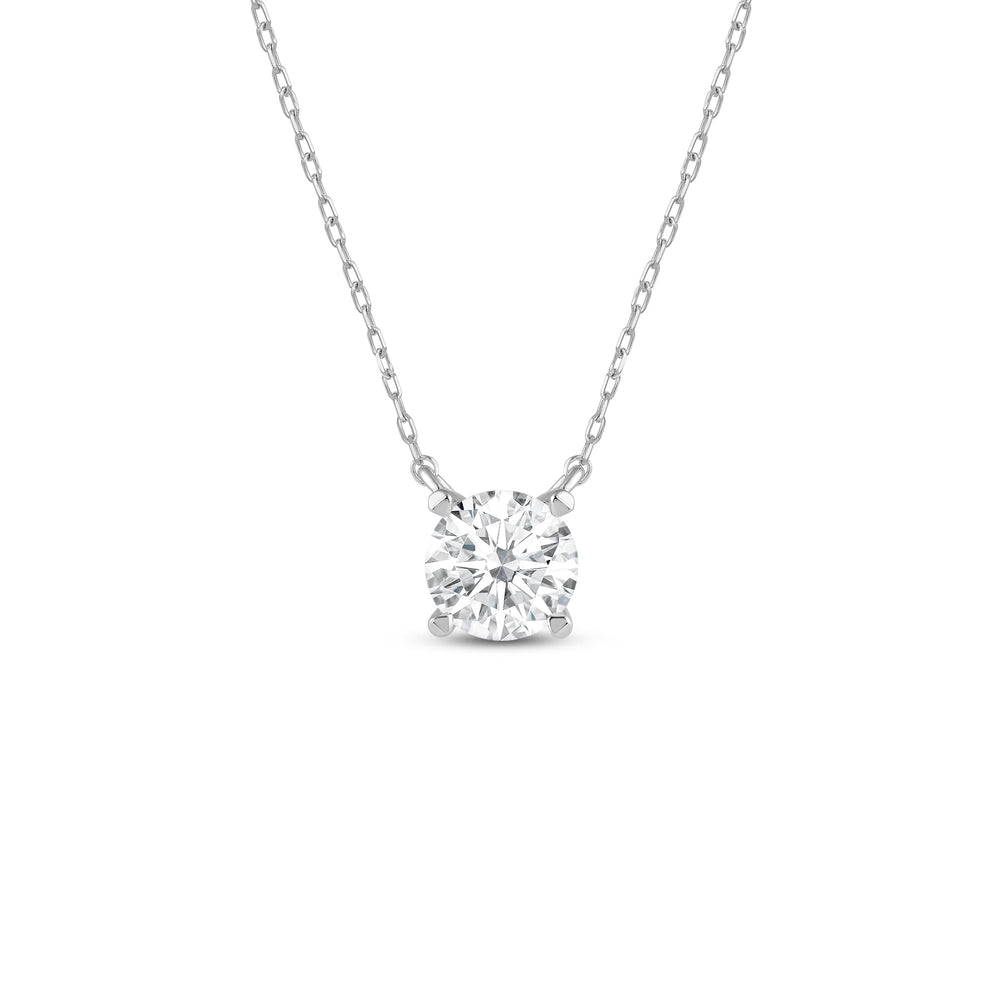 4 Prong Basket Round Lab Created Diamond Solitaire Necklace with 14KT White Gold / Lab / 2 Cut Diamond in 14KT White Gold / Lab / 2 view 1
