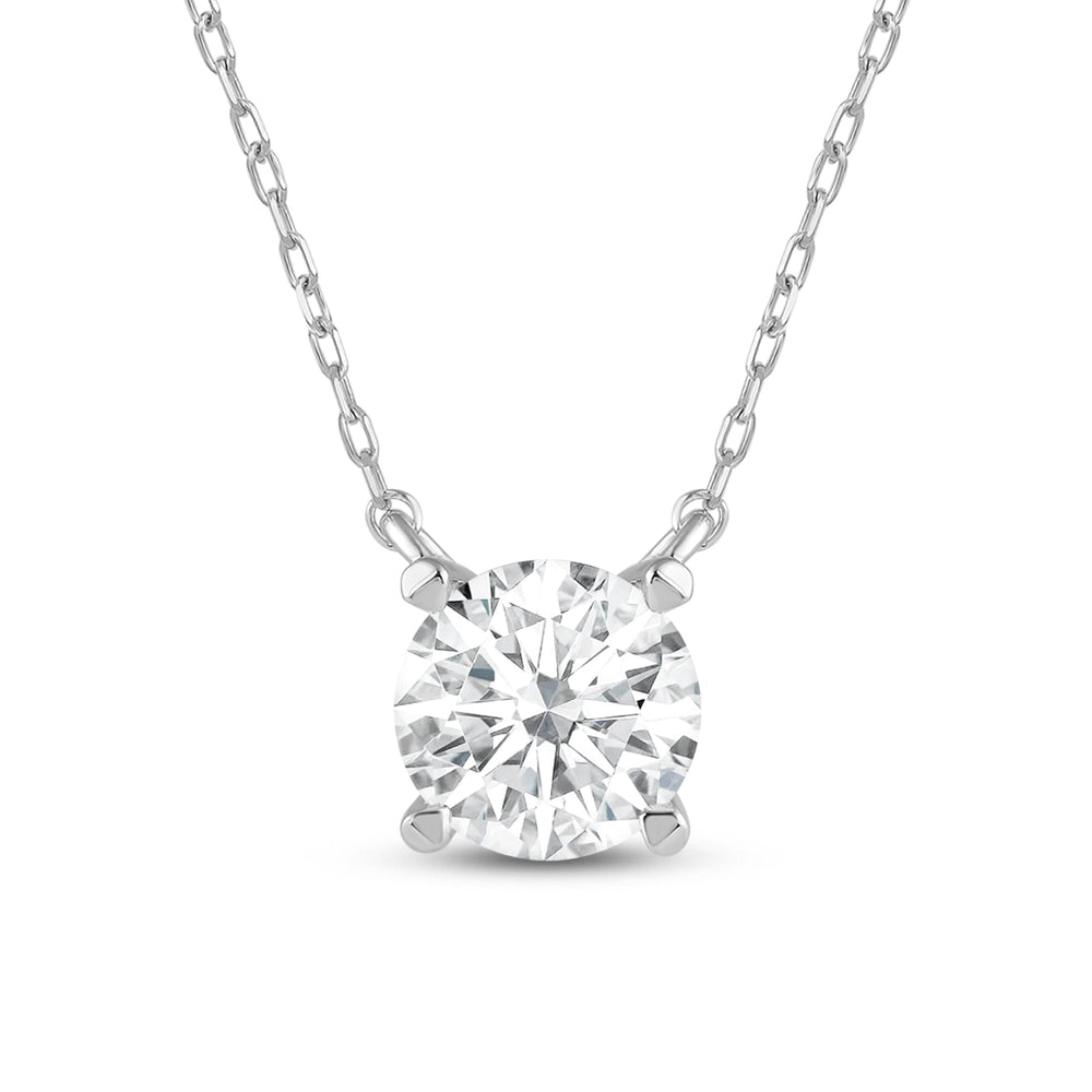 4 Prong Basket Round Lab Created Diamond Solitaire Necklace with 14KT White Gold / Lab / 2 Cut Diamond in 14KT White Gold / Lab / 2 view 4
