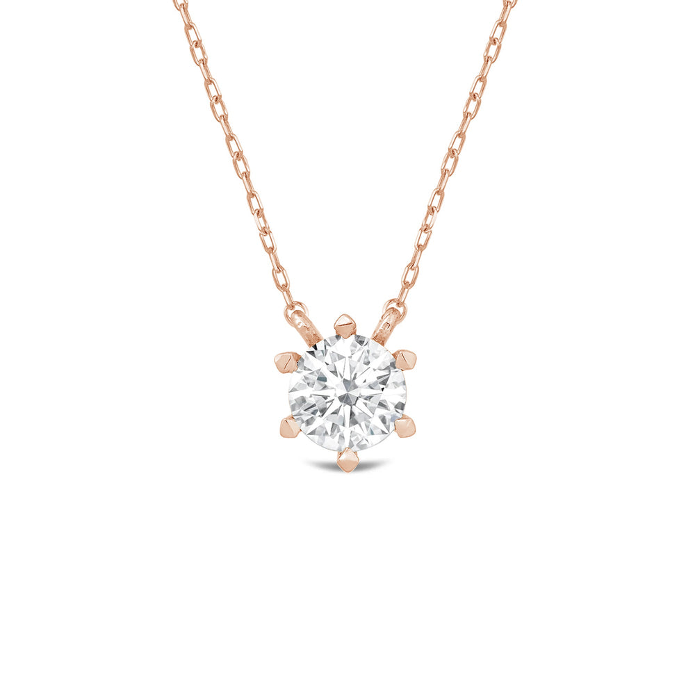 6 Prong Basket Round Lab Created Diamond Solitaire Necklace with 14KT Rose Gold / Lab / 1 Cut Diamond in 14KT Rose Gold / Lab / 1 view 4

