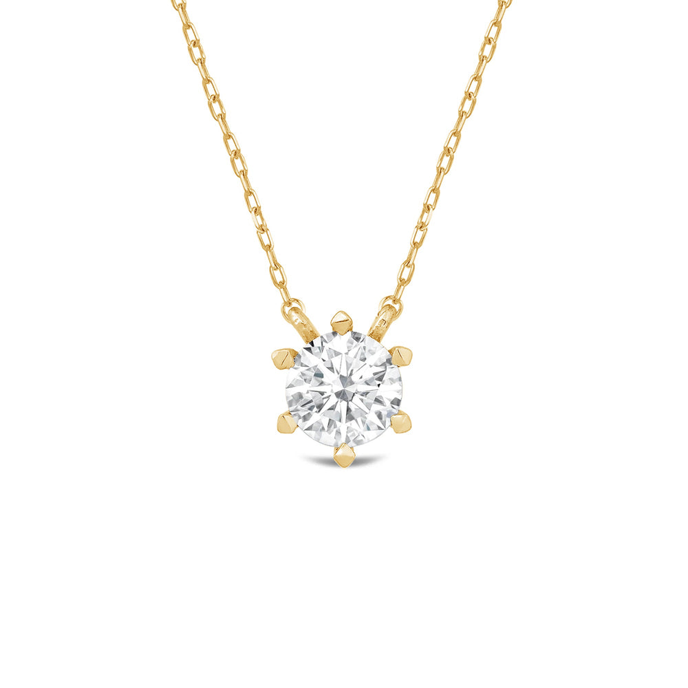 6 Prong Basket Round Lab Created Diamond Solitaire Necklace with 14KT Yellow Gold / Lab / 1 Cut Diamond in 14KT Yellow Gold / Lab / 1 view 4

