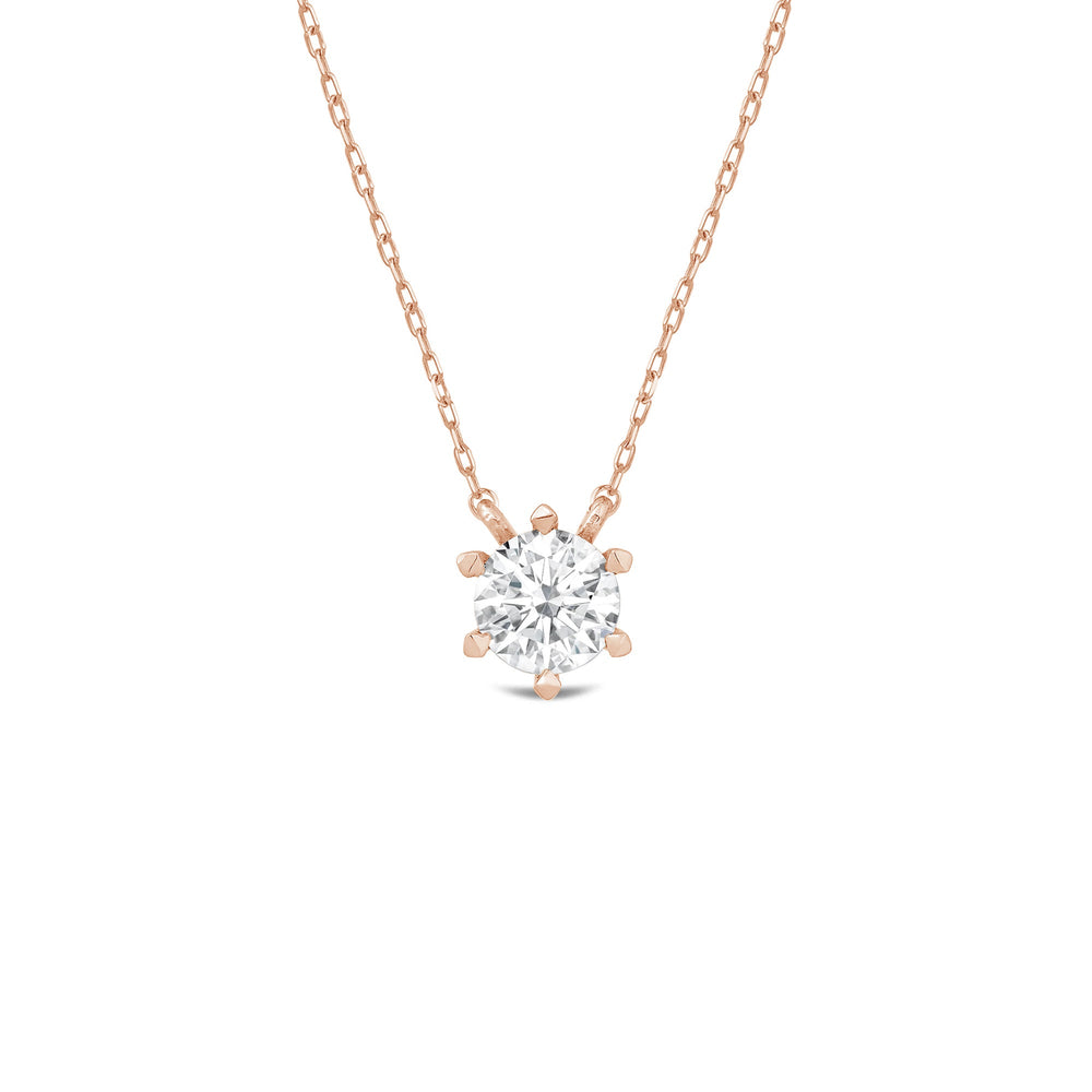 6 Prong Basket Round Lab Created Diamond Solitaire Necklace with 14KT Rose Gold / Lab / 1 Cut Diamond in 14KT Rose Gold / Lab / 1 view 1
