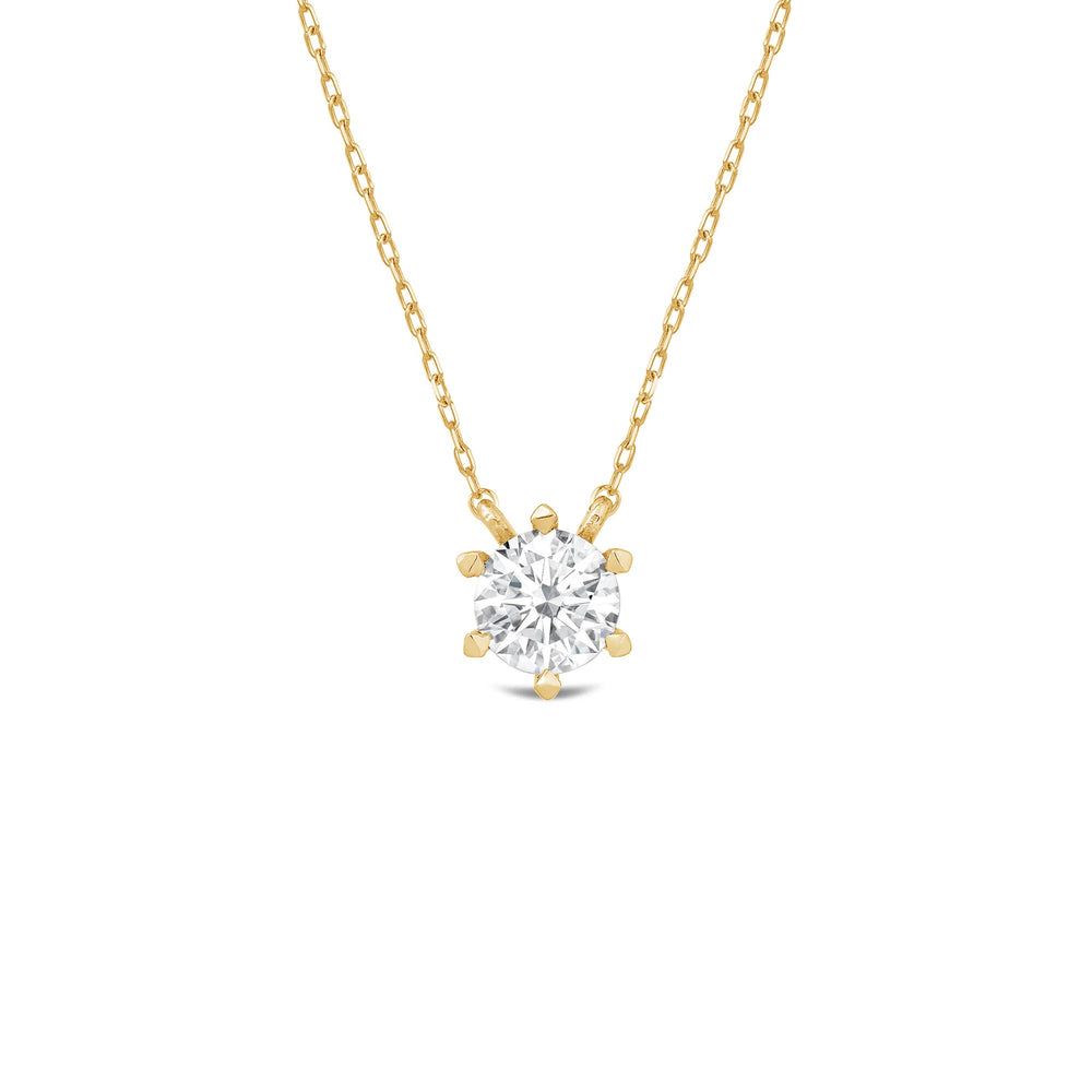 6 Prong Basket Round Lab Created Diamond Solitaire Necklace with 14KT Yellow Gold / Lab / 1 Cut Diamond in 14KT Yellow Gold / Lab / 1 view 1
