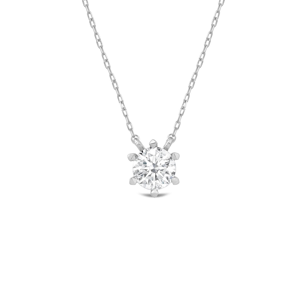 6 Prong Basket Round Lab Created Diamond Solitaire Necklace with 14KT White Gold / Lab / 2 Cut Diamond in 14KT White Gold / Lab / 2 view 1
