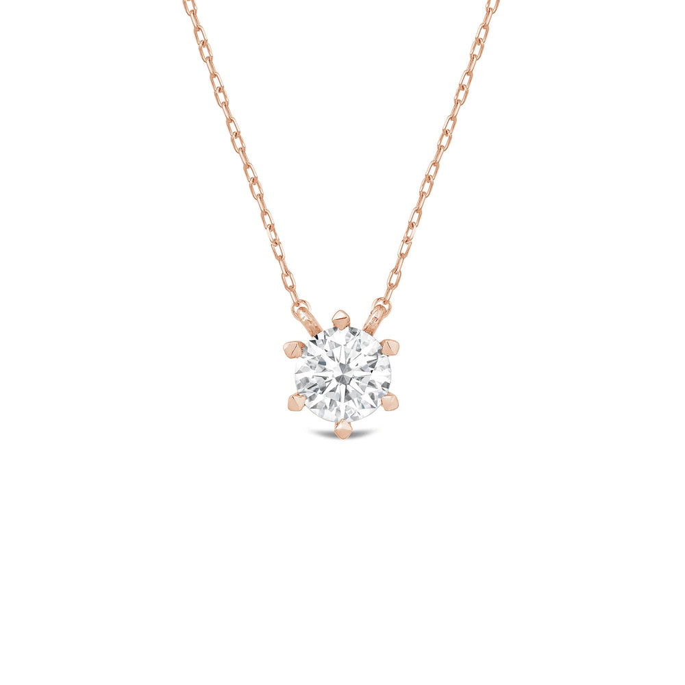 6 Prong Basket Round Lab Created Diamond Solitaire Necklace with 14KT Rose Gold / Lab / 2 Cut Diamond in 14KT Rose Gold / Lab / 2 view 1
