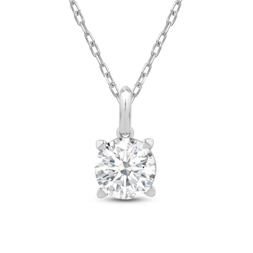 Knife-Edge Bale Round Lab Created Diamond Solitaire Pendant with 14KT White Gold / Lab / 1 1/2 Cut Diamond in 14KT White Gold / Lab / 1 1/2 view 4
