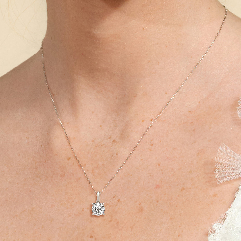 Knife-Edge Bale Round Lab Created Diamond Solitaire Pendant with 14KT White Gold / Lab / 1 1/2 Cut Diamond in 14KT White Gold / Lab / 1 1/2 view 2
