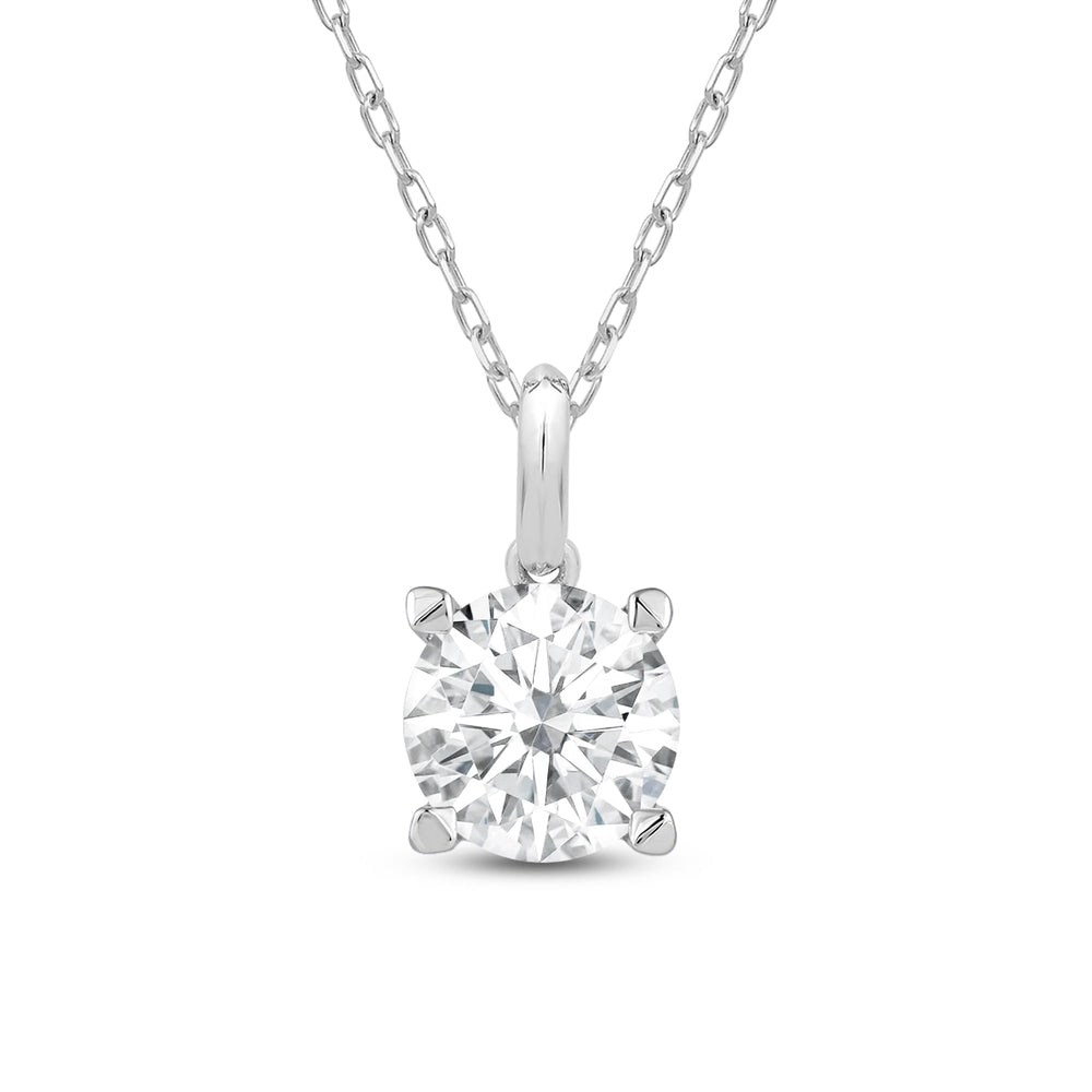 Knife-Edge Bale Round Lab Created Diamond Solitaire Pendant with 14KT White Gold / Lab / 2 Cut Diamond in 14KT White Gold / Lab / 2 view 4
