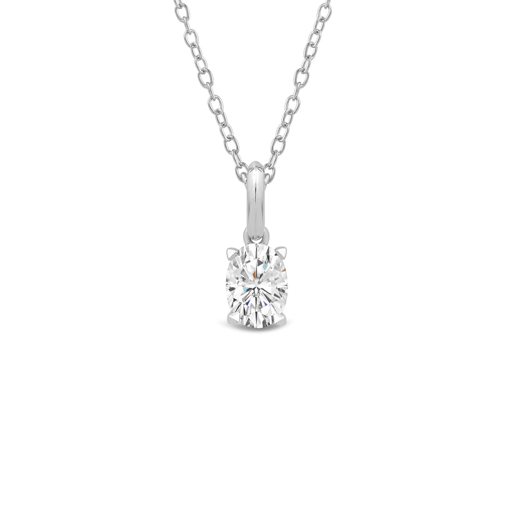 Knife-Edge Bale Oval Lab Created Diamond Solitaire Pendant with 14KT White Gold / Lab / 1 1/2 Cut Diamond in 14KT White Gold / Lab / 1 1/2 view 1
