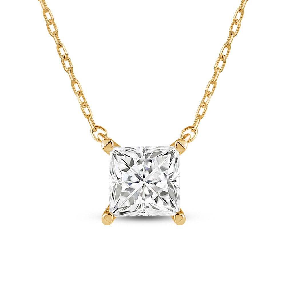 4 Prong Basket Princess Lab Created Diamond Solitaire Necklace with 14KT Yellow Gold / Lab / 2 Cut Diamond in 14KT Yellow Gold / Lab / 2 view 4
