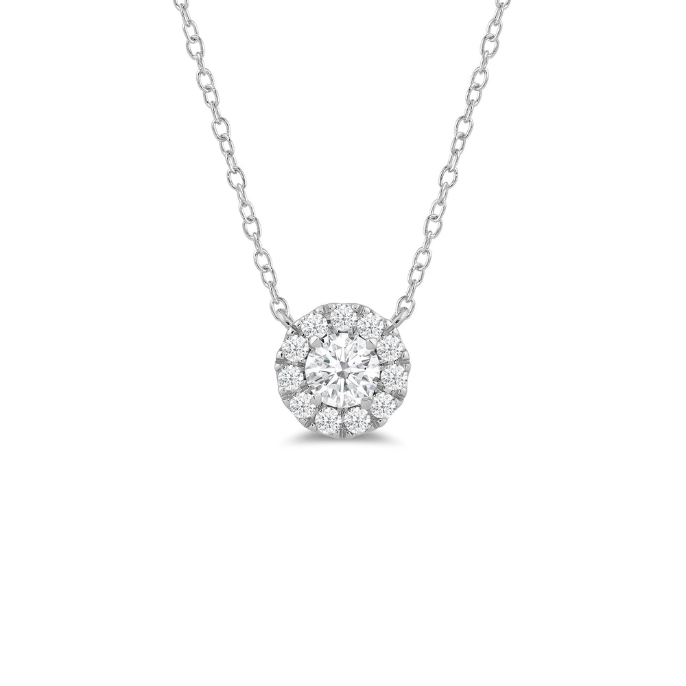 Halo Round Lab Created Diamond Necklace with 14KT White Gold / Lab / 1 1/4 Cut Diamond in 14KT White Gold / Lab / 1 1/4 view 1
