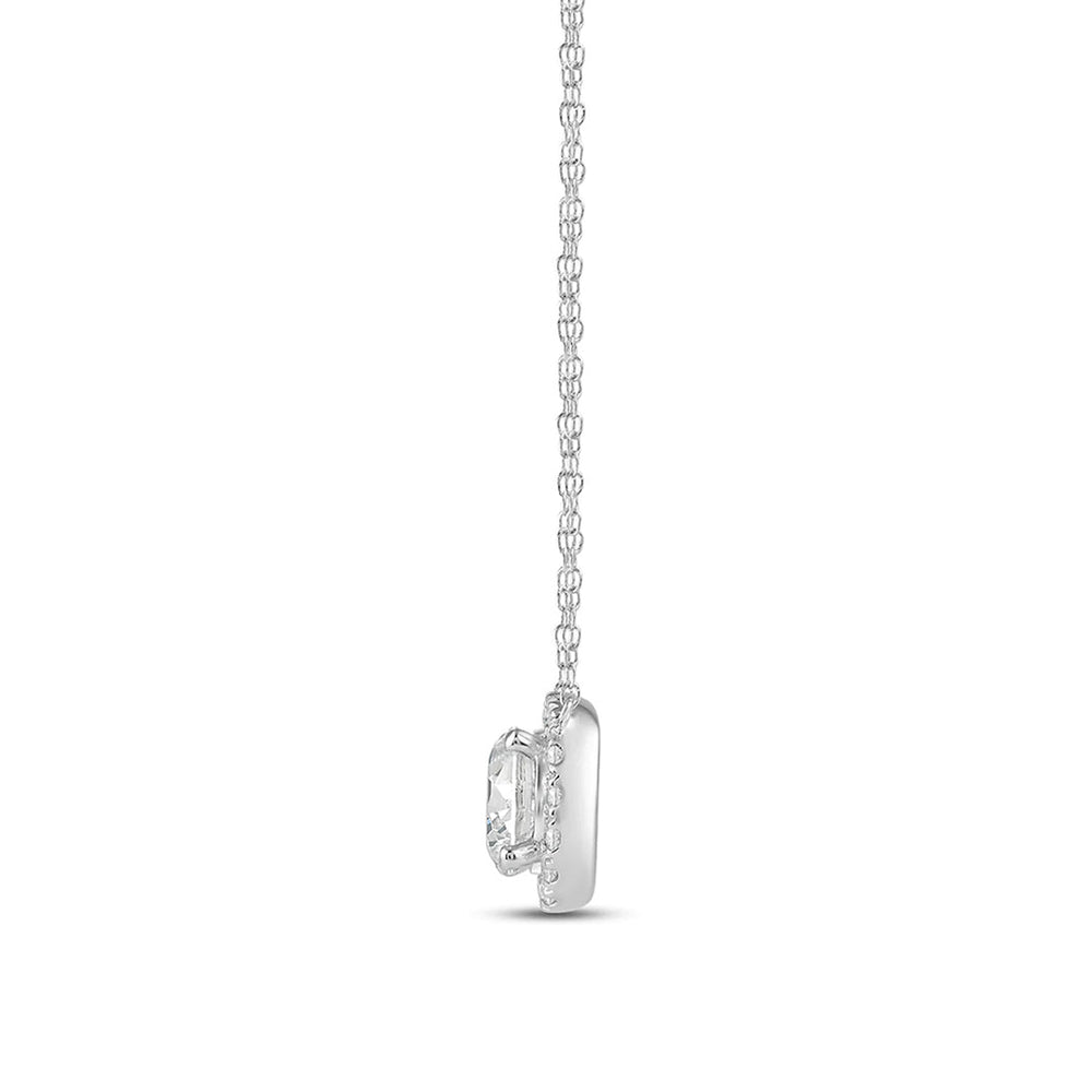 Halo Round Lab Created Diamond Necklace with 14KT White Gold / Lab / 1 1/4 Cut Diamond in 14KT White Gold / Lab / 1 1/4 view 5
