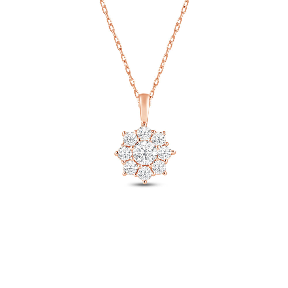 Lab Diamond Cluster Pendant with 14KT Rose Gold / Lab / 1/3 Cut Diamond in 14KT Rose Gold / Lab / 1/3 view 1
