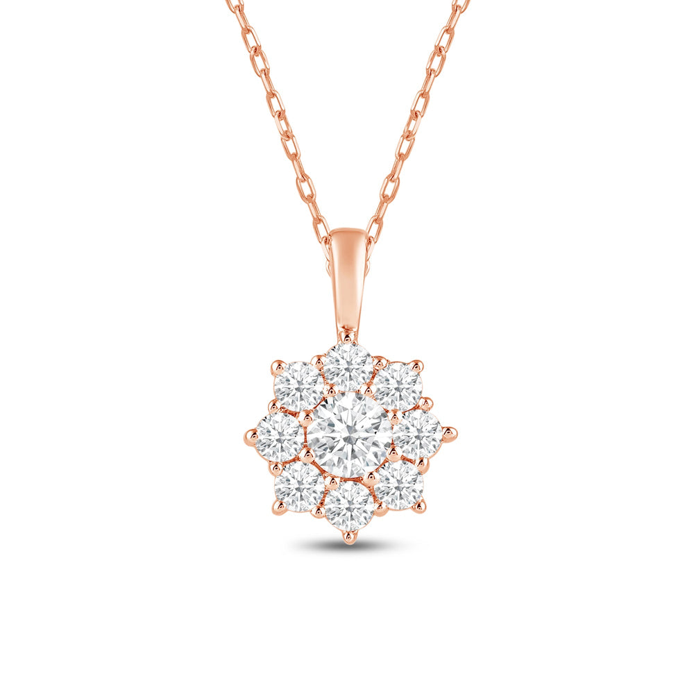Lab Diamond Cluster Pendant with 14KT Rose Gold / Lab / 1/3 Cut Diamond in 14KT Rose Gold / Lab / 1/3 view 2
