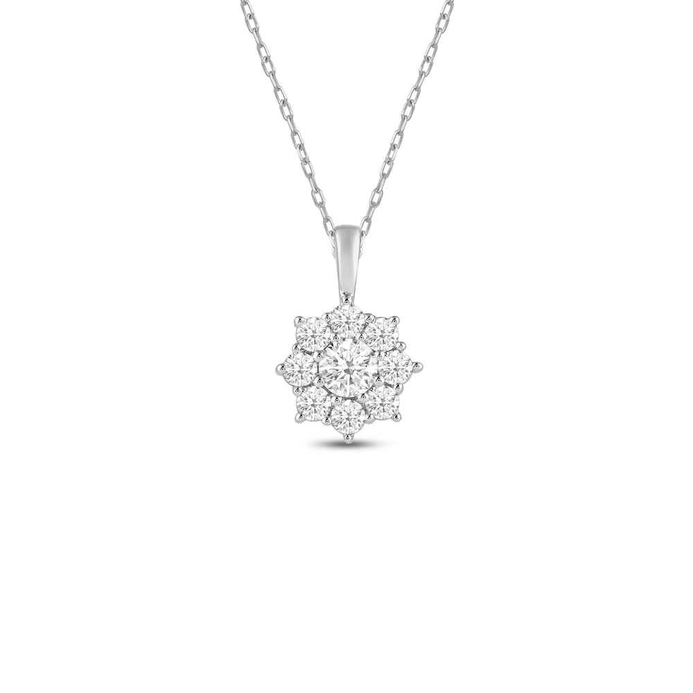 Lab Diamond Cluster Pendant with 14KT White Gold / Lab / 1/3 Cut Diamond in 14KT White Gold / Lab / 1/3 view 1
