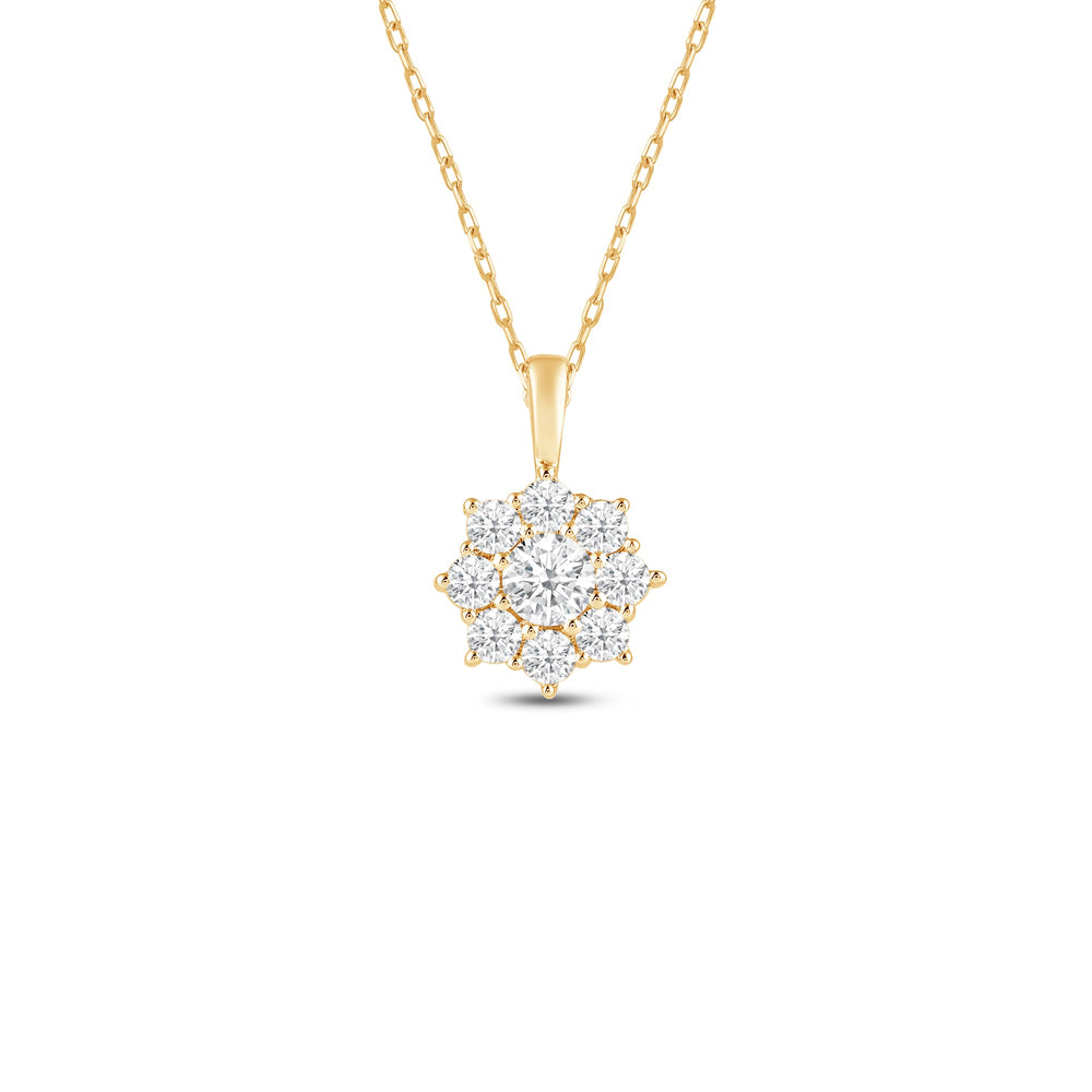 Lab Diamond Cluster Pendant with 14KT Yellow Gold / Lab / 1/3 Cut Diamond in 14KT Yellow Gold / Lab / 1/3 view 1
