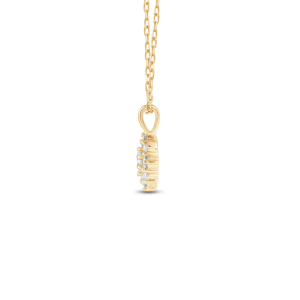 Lab Diamond Cluster Pendant with 14KT Yellow Gold / Lab / 1/3 Cut Diamond in 14KT Yellow Gold / Lab / 1/3 view 2
