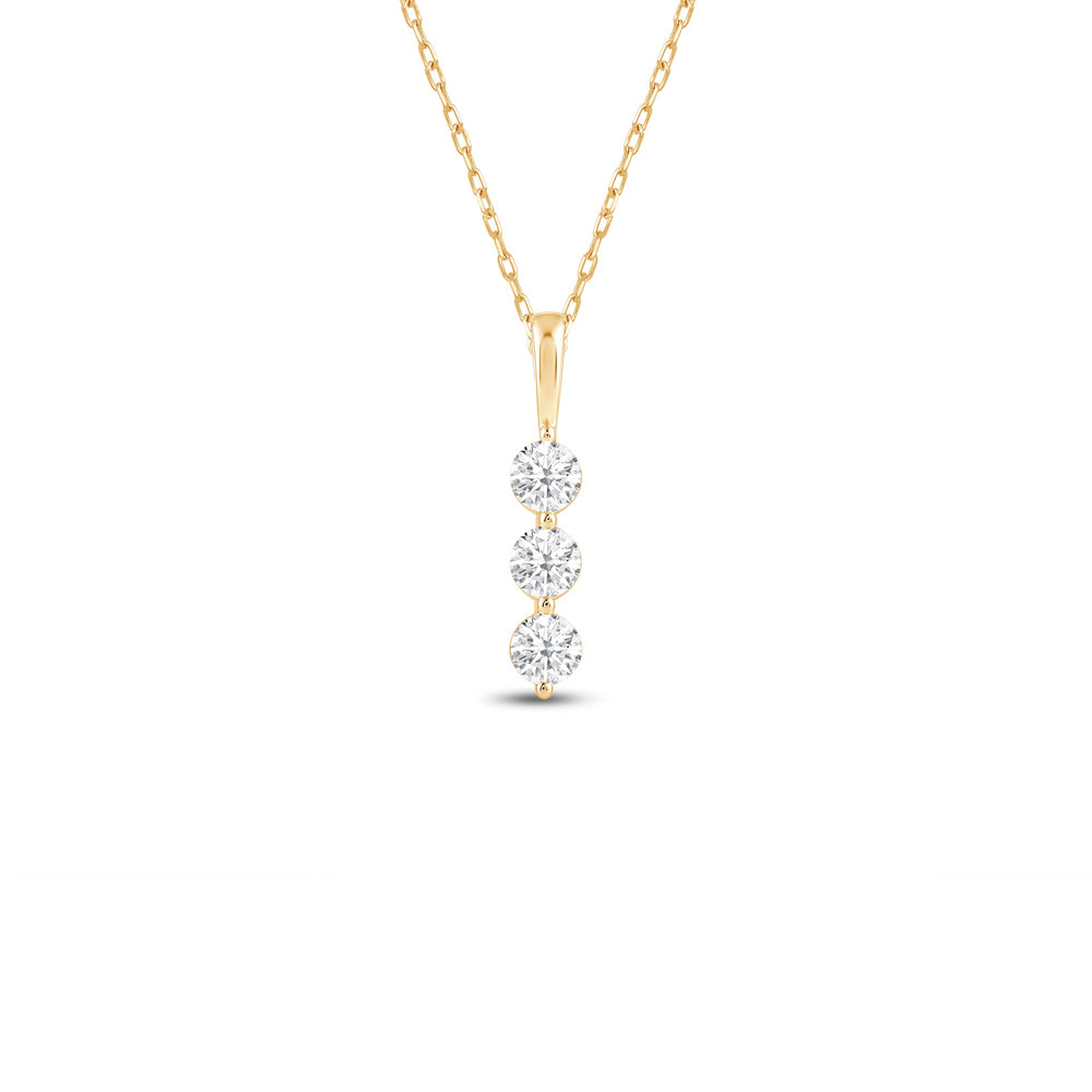Lab Three Stone Diamond Journey Pendant with 14KT Yellow Gold / Lab / 5/8 Cut Diamond in 14KT Yellow Gold / Lab / 5/8 view 1
