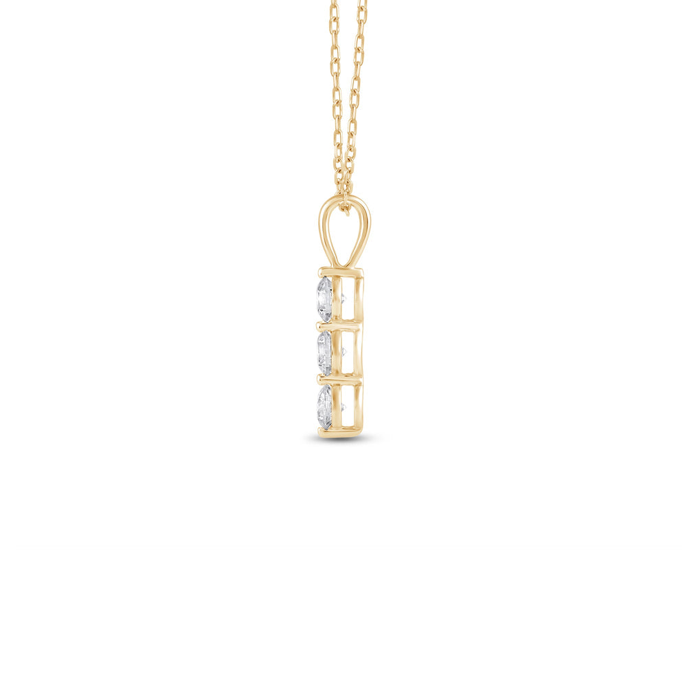 Lab Three Stone Diamond Journey Pendant with 14KT Yellow Gold / Lab / 5/8 Cut Diamond in 14KT Yellow Gold / Lab / 5/8 view 3
