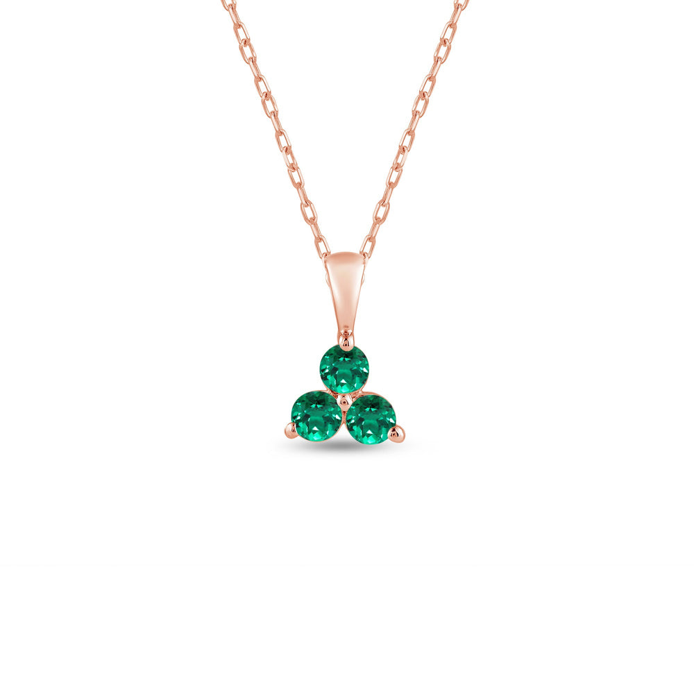 Emerald Three Stone Cluster PendantTest Drashya with 14KT Rose Gold Cut Diamond in 14KT Rose Gold view 1
