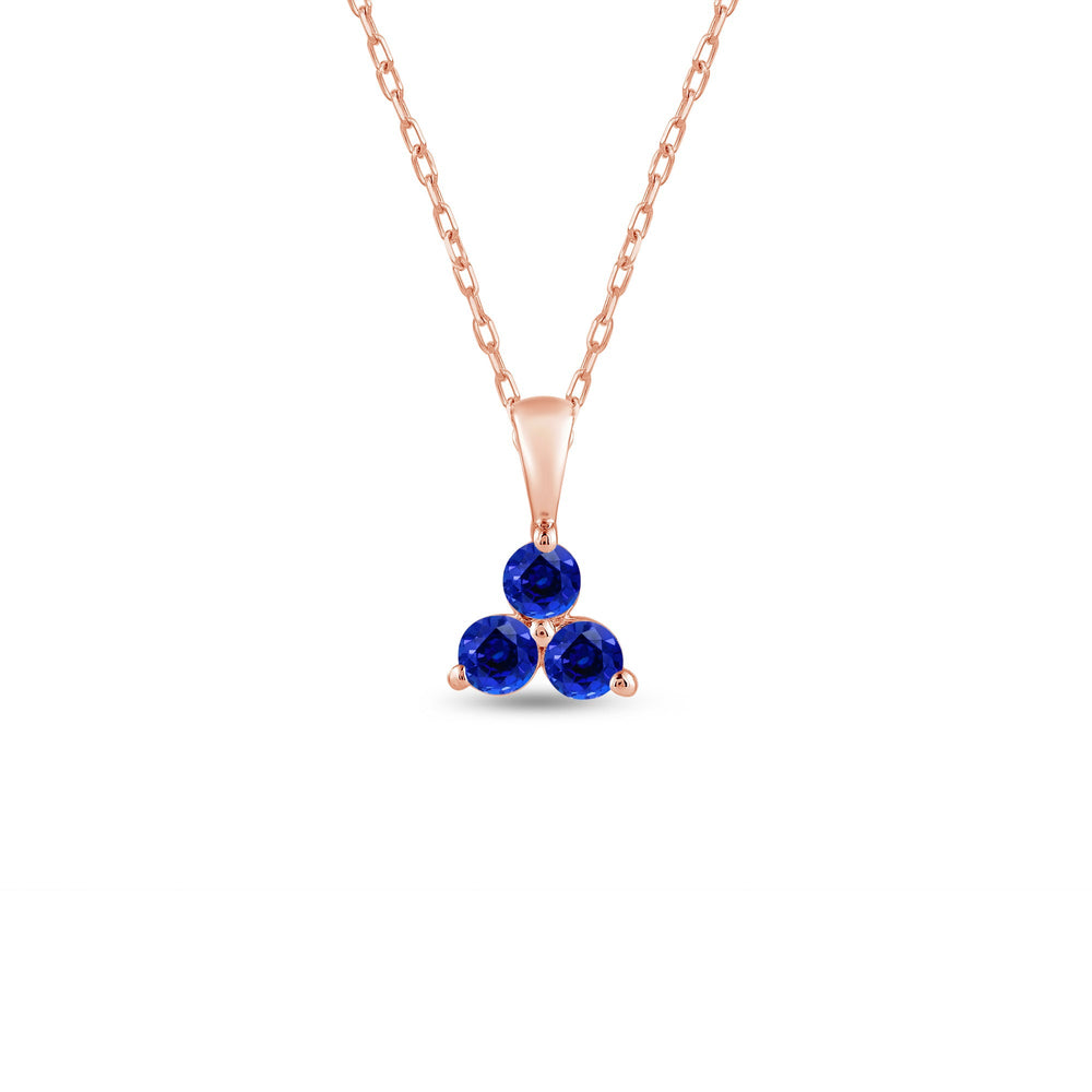 Sapphire Three Stone Cluster PendantTest Drashya with 14KT Rose Gold Cut Diamond in 14KT Rose Gold view 1
