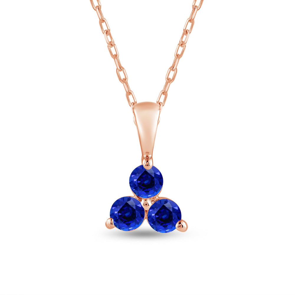 Sapphire Three Stone Cluster PendantTest Drashya with 14KT Rose Gold Cut Diamond in 14KT Rose Gold view 2
