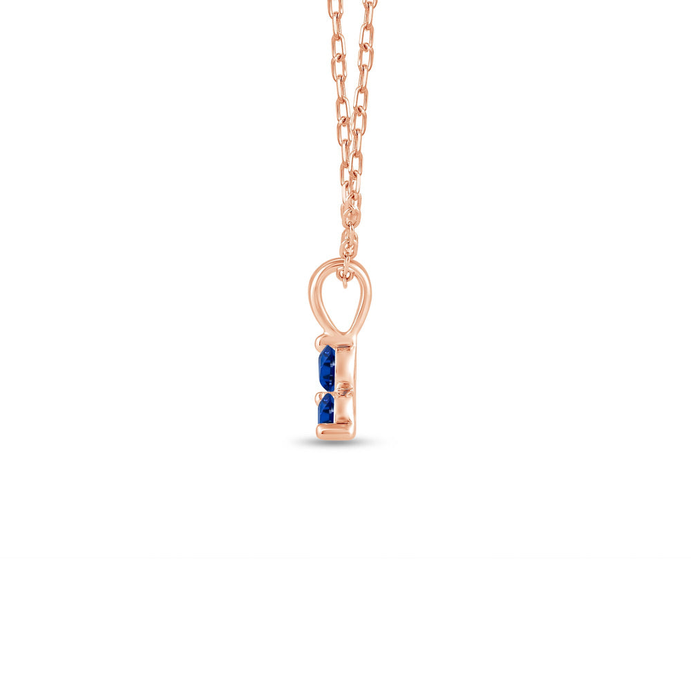 Sapphire Three Stone Cluster PendantTest Drashya with 14KT Rose Gold Cut Diamond in 14KT Rose Gold view 3
