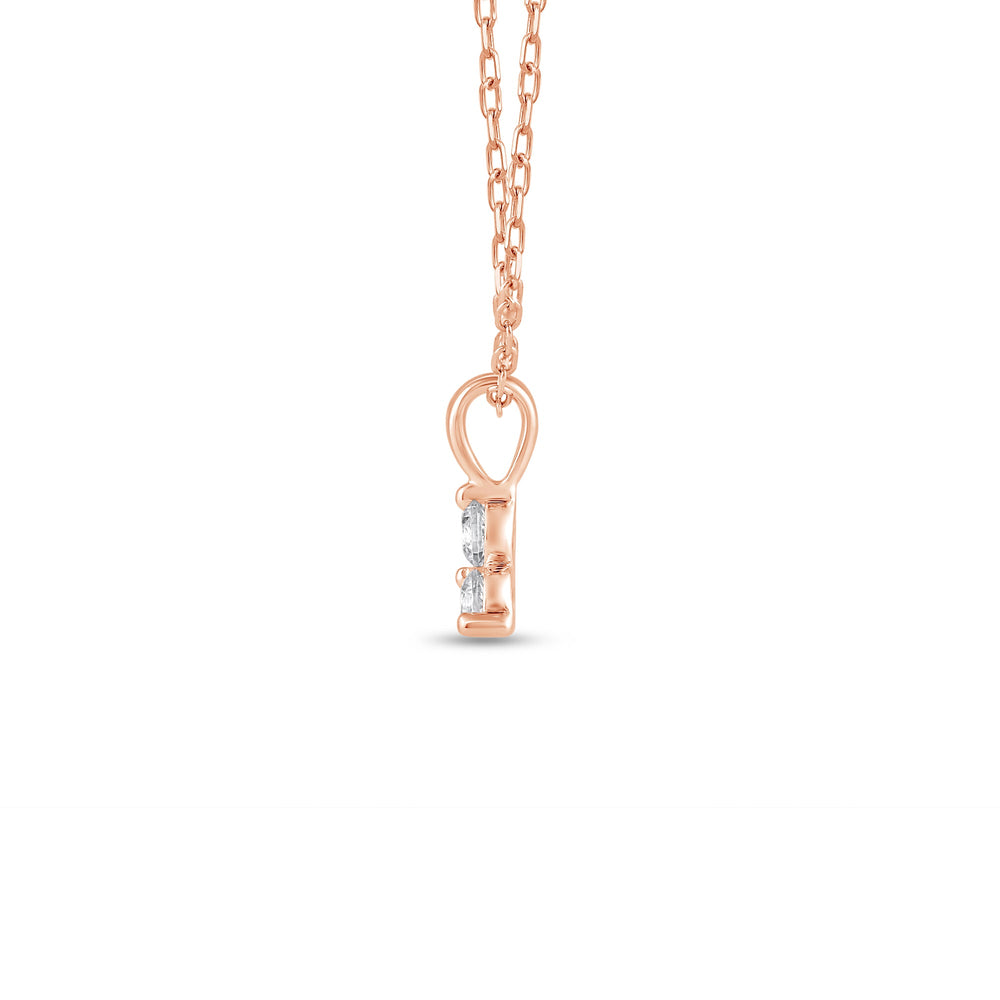 Lab Diamond Three Stone Cluster Pendant with 14KT Rose Gold / Lab / 1/4 Cut Diamond in 14KT Rose Gold / Lab / 1/4 view 3
