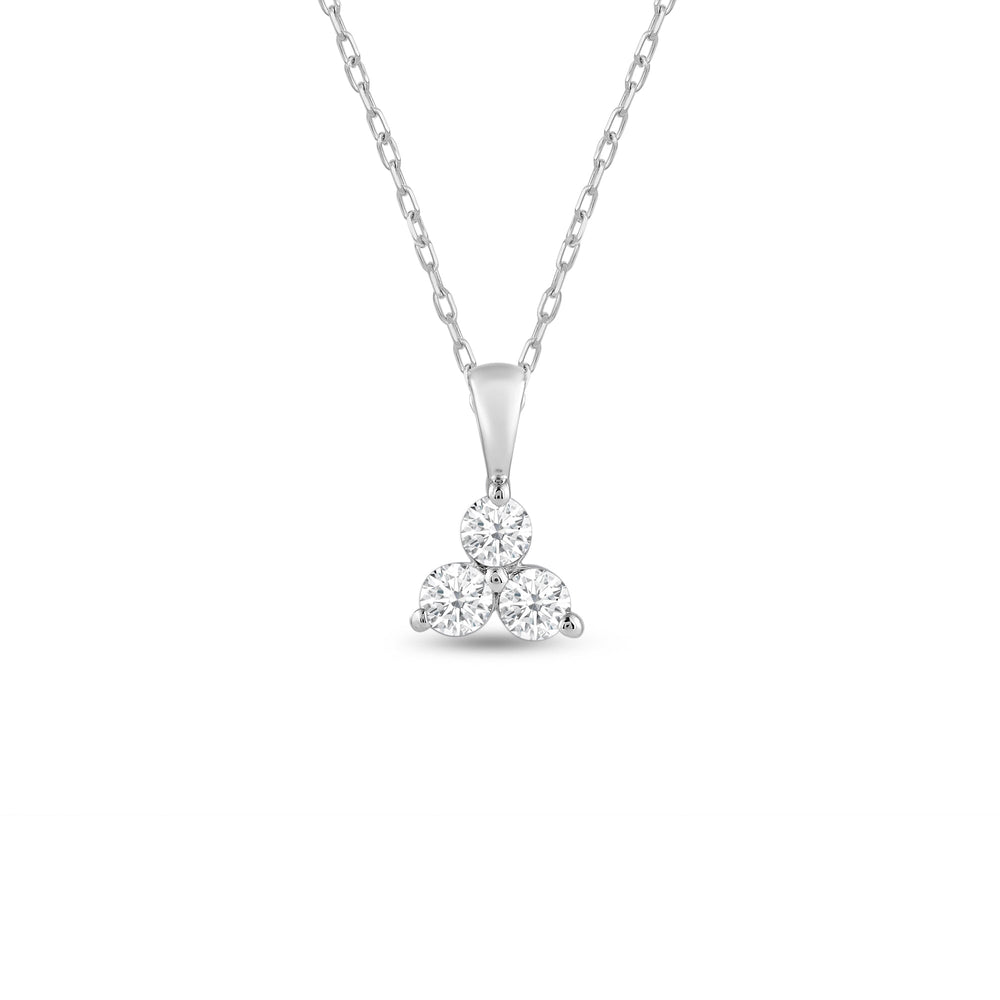 Lab Diamond Three Stone Cluster Pendant with 14KT White Gold / Lab / 1/4 Cut Diamond in 14KT White Gold / Lab / 1/4 view 1
