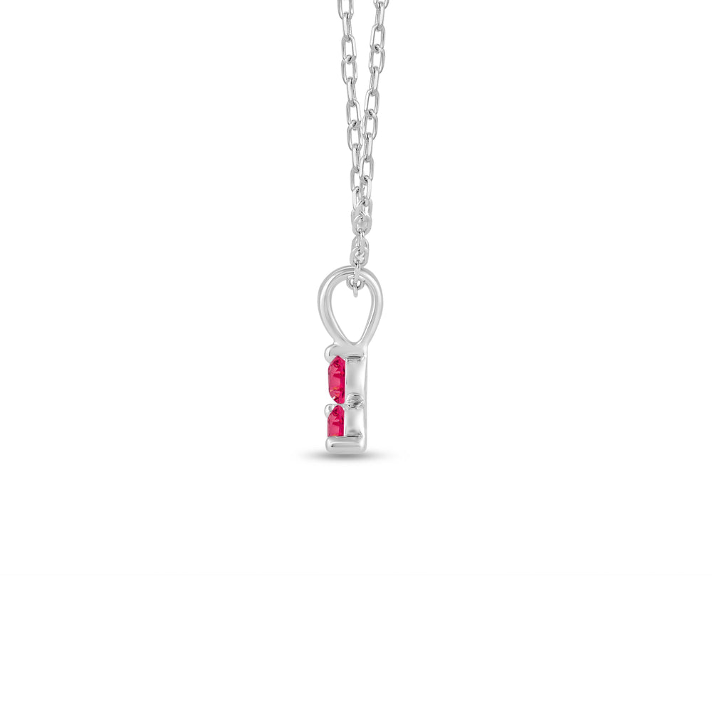 Ruby Three Stone Cluster PendantTest Drashya with 14KT White Gold Cut Diamond in 14KT White Gold view 3
