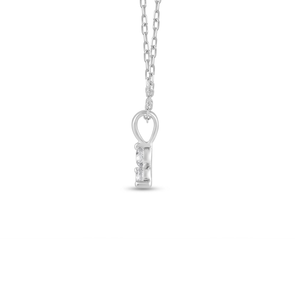 Lab Diamond Three Stone Cluster Pendant with 14KT White Gold / Lab / 1/4 Cut Diamond in 14KT White Gold / Lab / 1/4 view 3
