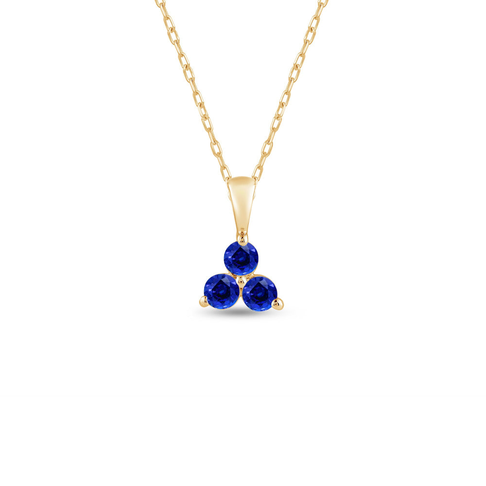 Sapphire Three Stone Cluster PendantTest Drashya with 14KT Yellow Gold Cut Diamond in 14KT Yellow Gold view 1
