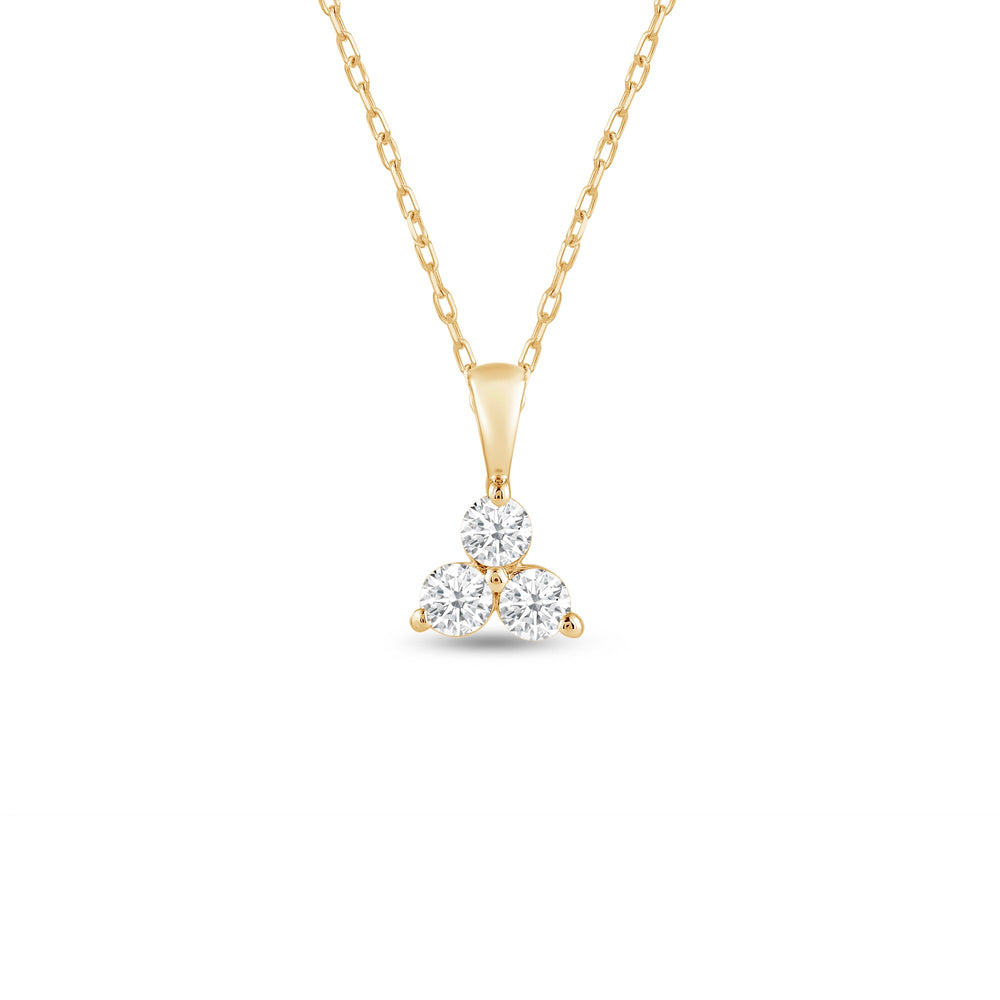 Lab Diamond Three Stone Cluster Pendant with 14KT Yellow Gold / Lab / 1/4 Cut Diamond in 14KT Yellow Gold / Lab / 1/4 view 1

