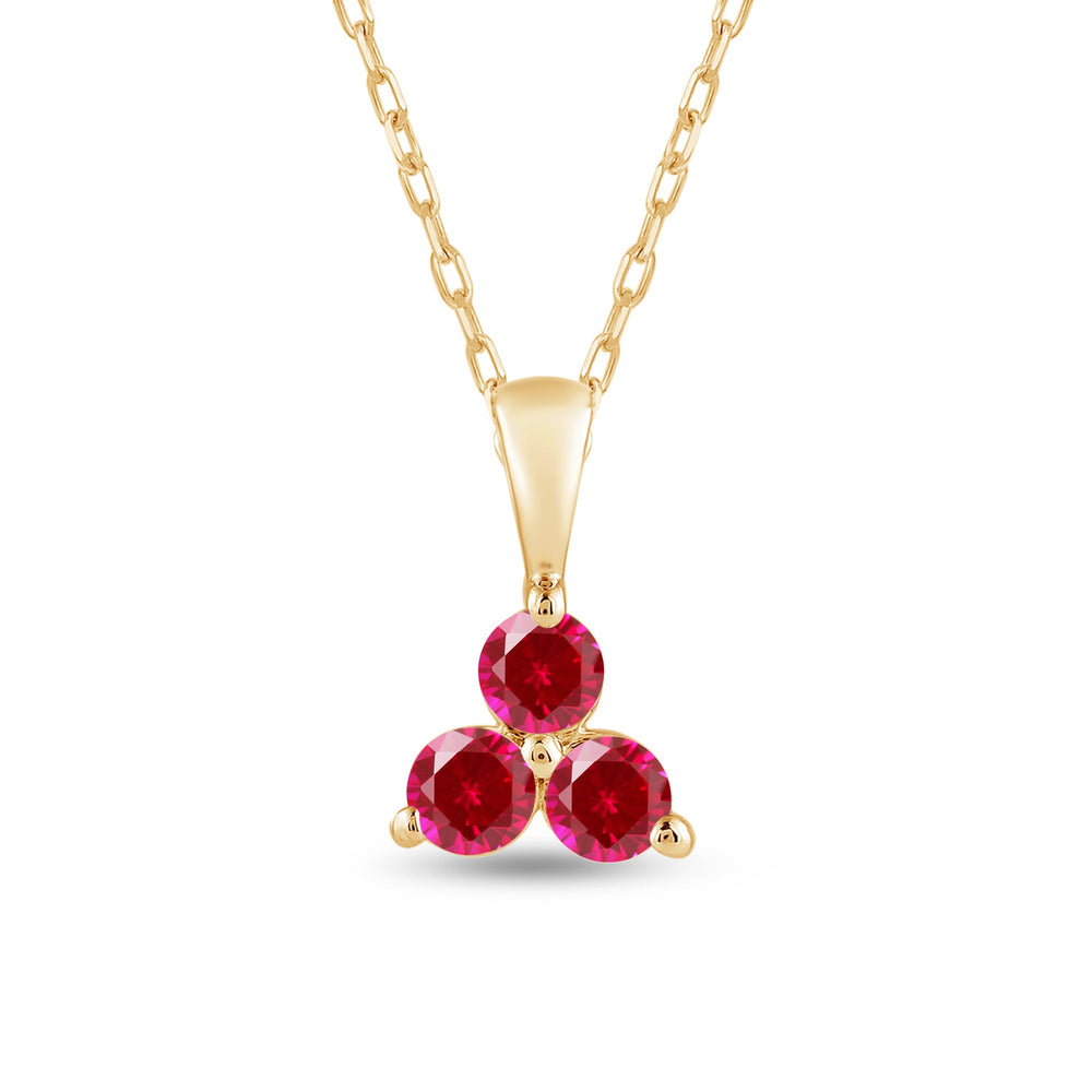Ruby Three Stone Cluster PendantTest Drashya with 14KT Yellow Gold Cut Diamond in 14KT Yellow Gold view 2
