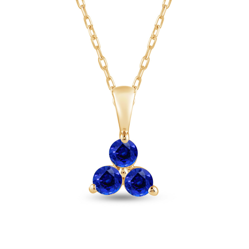 Sapphire Three Stone Cluster PendantTest Drashya with 14KT Yellow Gold Cut Diamond in 14KT Yellow Gold view 2

