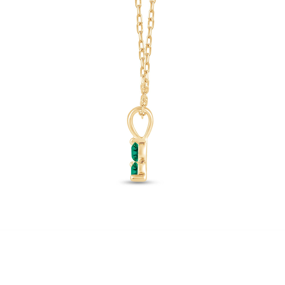 Emerald Three Stone Cluster PendantTest Drashya with 14KT Yellow Gold Cut Diamond in 14KT Yellow Gold view 3
