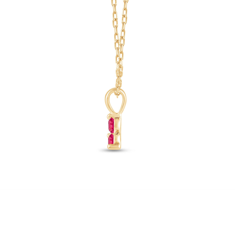 Ruby Three Stone Cluster PendantTest Drashya with 14KT Yellow Gold Cut Diamond in 14KT Yellow Gold view 3
