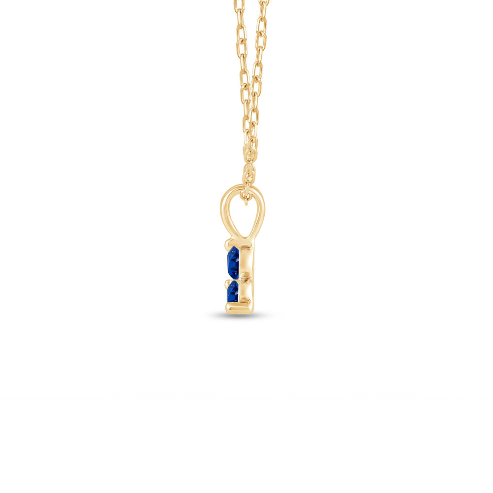 Sapphire Three Stone Cluster PendantTest Drashya with 14KT Yellow Gold Cut Diamond in 14KT Yellow Gold view 3
