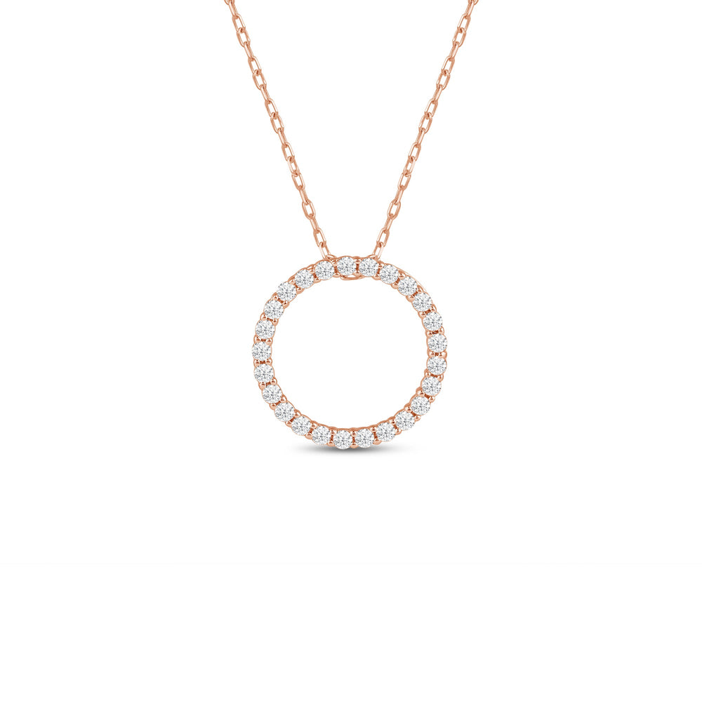 Lab Diamond Circle Pendant with 14KT Rose Gold / Lab / 1/4 Cut Diamond in 14KT Rose Gold / Lab / 1/4 view 1
