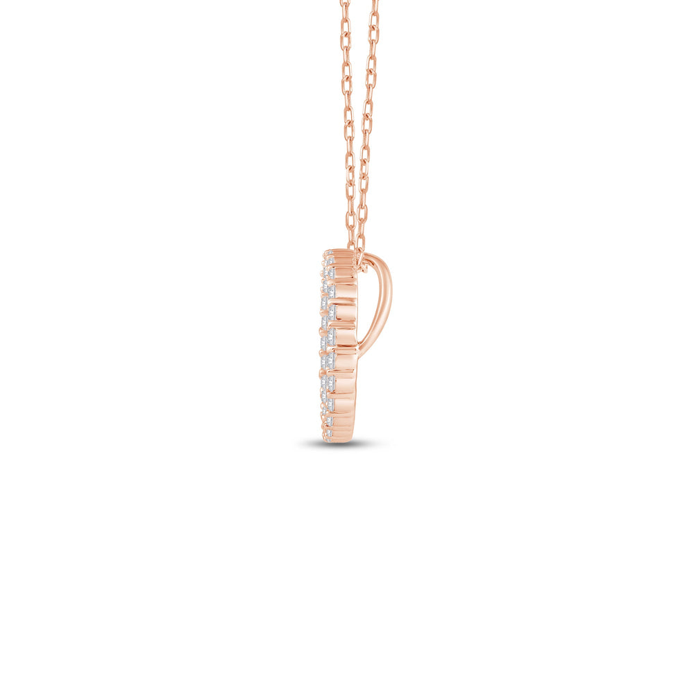 Lab Diamond Circle Pendant with 14KT Rose Gold / Lab / 1/4 Cut Diamond in 14KT Rose Gold / Lab / 1/4 view 2
