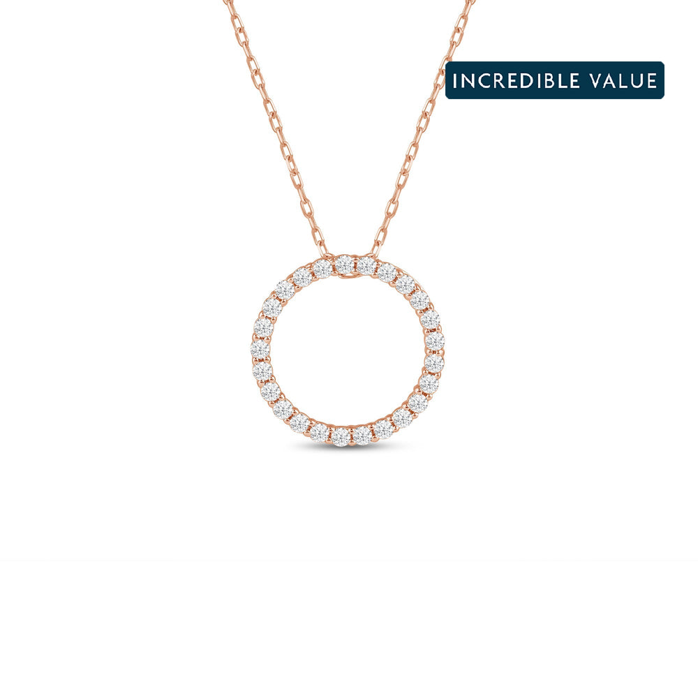 Lab Diamond Circle Pendant with 14KT Rose Gold / Lab / 1/4 Cut Diamond in 14KT Rose Gold / Lab / 1/4 view 1
