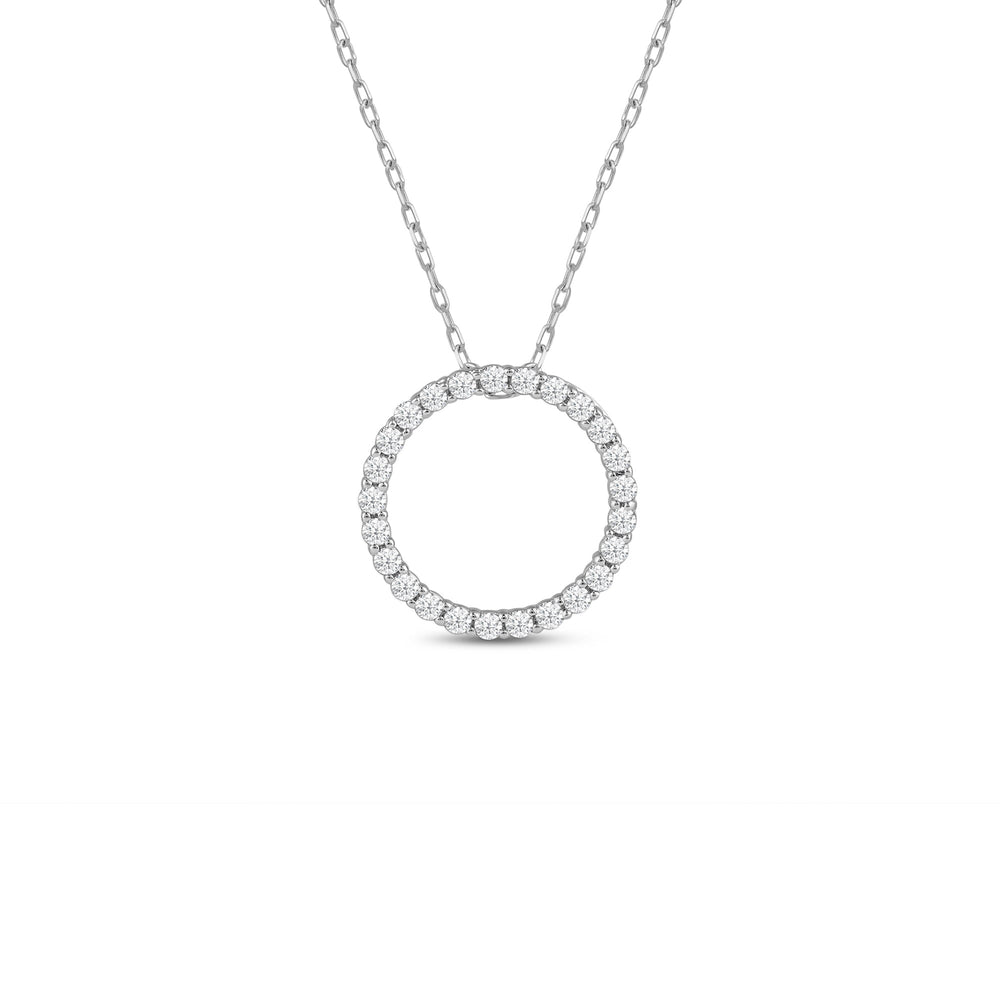 Lab Diamond Circle Pendant with 14KT White Gold / Lab / 1/4 Cut Diamond in 14KT White Gold / Lab / 1/4 view 1
