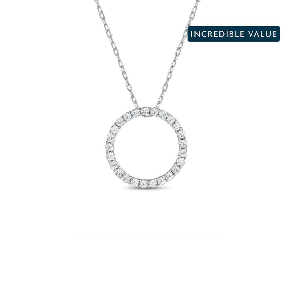 Lab Diamond Circle Pendant with 14KT White Gold / Lab / 1/4 Cut Diamond in 14KT White Gold / Lab / 1/4 view 1
