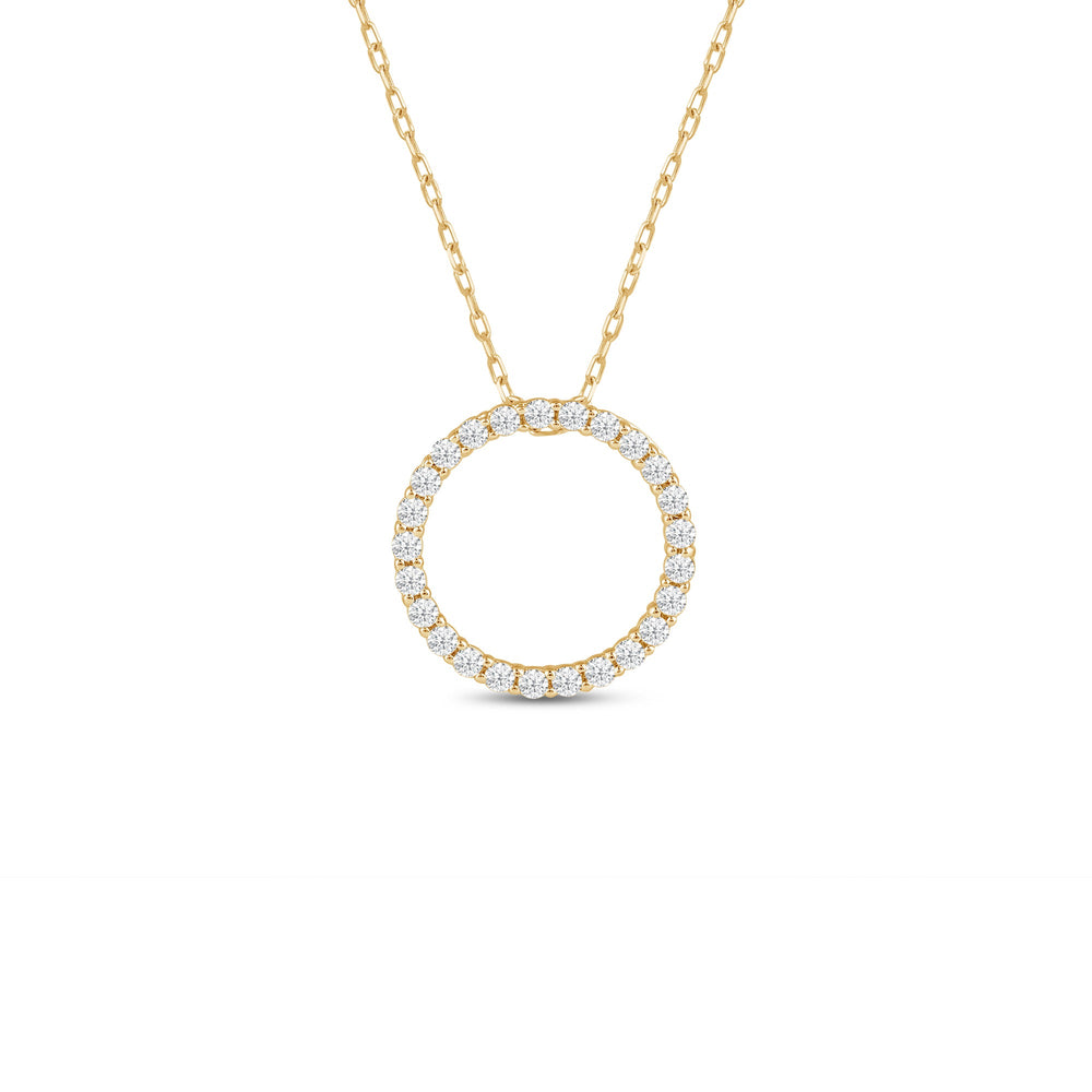Lab Diamond Circle Pendant with 14KT Yellow Gold / Lab / 1/4 Cut Diamond in 14KT Yellow Gold / Lab / 1/4 view 1
