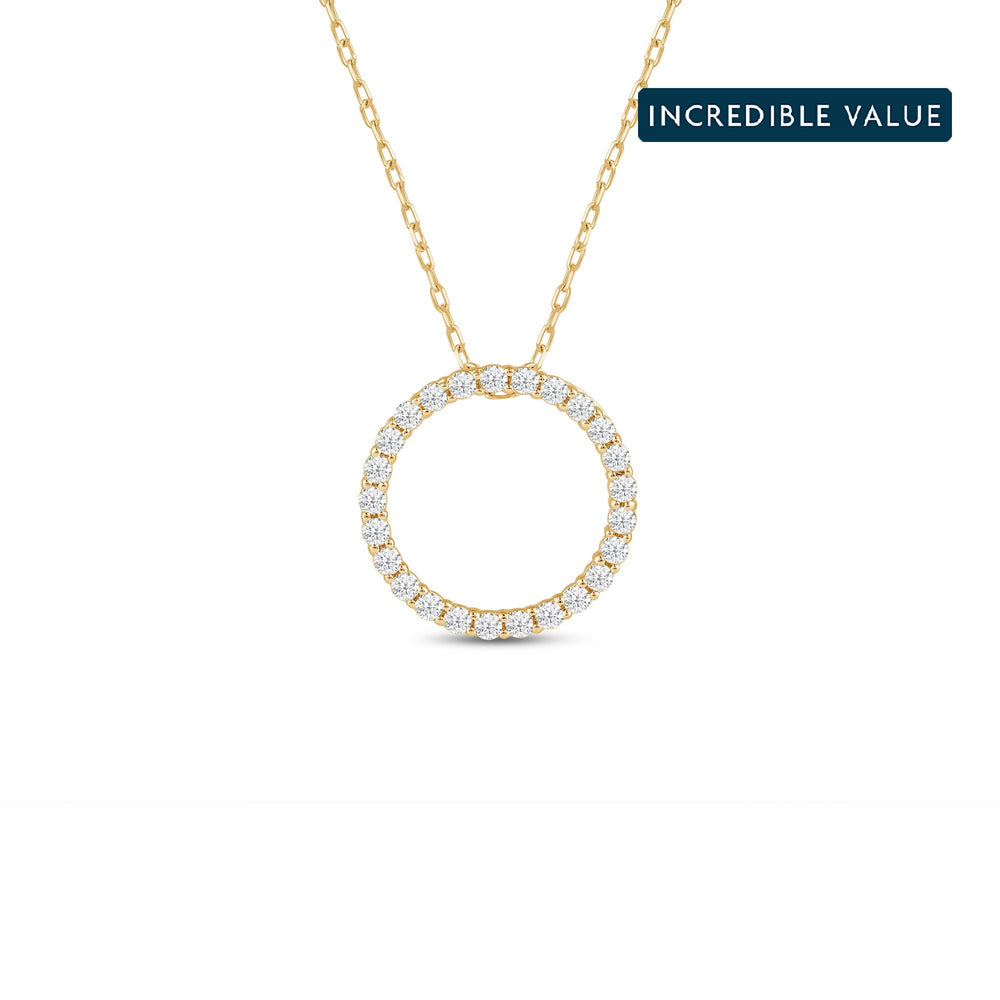 Lab Diamond Circle Pendant with 14KT Yellow Gold / Lab / 1/4 Cut Diamond in 14KT Yellow Gold / Lab / 1/4 view 1
