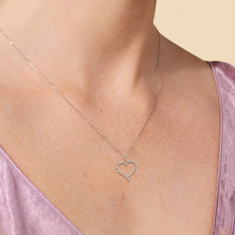 Lab Diamond Heart Pendant with 14KT White Gold / Lab / 1/2 Cut Diamond in 14KT White Gold / Lab / 1/2 view 2
