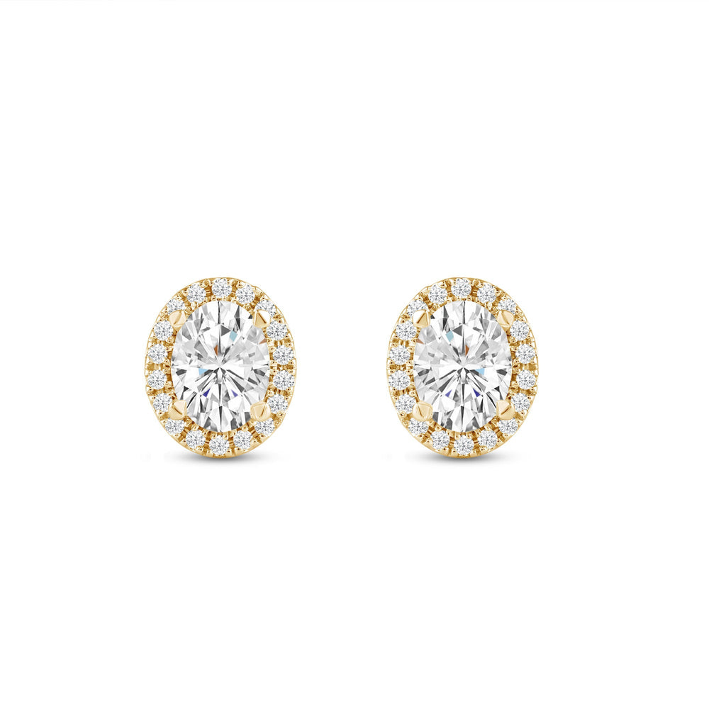 Oval Diamond Halo Earrings with 14KT Yellow Gold / Lab / 3 1/4 Cut Diamond in 14KT Yellow Gold / Lab / 3 1/4 view 4
