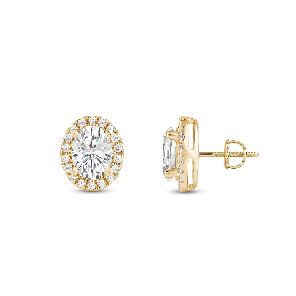 Oval Diamond Halo Earrings with 14KT Yellow Gold / Lab / 3 1/4 Cut Diamond in 14KT Yellow Gold / Lab / 3 1/4 view 5
